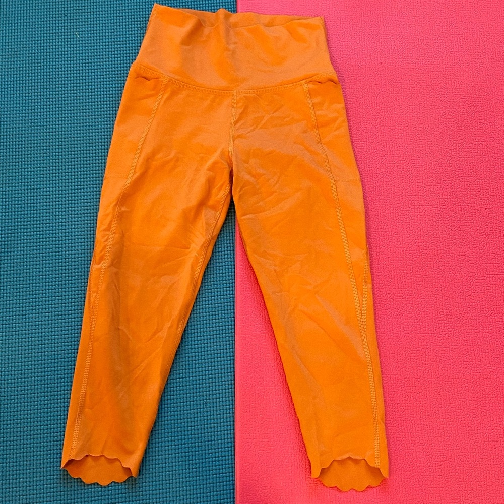 Kids Orange Cropped Leggings